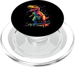 Amantes de los dinosaurios arcoíris: Tyrannosaurus Rainbow PopSockets PopGrip para MagSafe