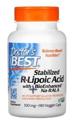 Doctor's Best Ácido R-Lipoico Estabilizado con BioEnhanced Na-RALA, 100mg - 180 Cápsulas vegetales