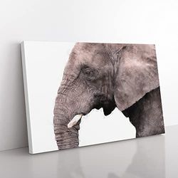 Portrait Of An Elephant Painting Modern Art Canvas Wall Art Print Ready to Hang, Framed Picture for Living Room Bedroom Home Office Décor, 76x50 cm (30x20 Inch)