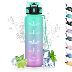 Drinkfles, 500 ml, motiverende drinkfles met filter, drinkfles met tijdschema's, gemakkelijk te reinigen, sportfles zonder lekken, voor school, kantoor, reizen, camping, outdoor