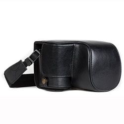 MegaGear MG1236, Estojo Ever Ready para Sony Alpha A6500, capa de uso de couro genuíno, com correia, preto, 16 - 50 mm