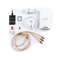 iMun Laddningssats för smartphone, Power Bank, 3-i-1-kabel, trådlös laddningsbas, 3-i-1 magnetkabel, 2 adaptrar trådlös laddning, vägguttag 2 USB-portar (IM-707)
