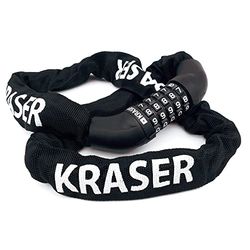 KRASER KR610 Chaine Antivol Vélo avec Code à 5 Chiffres Plus Sécurisée, Maillons en Acier ø8mm Plus Épais et Résistants avec Housse en Nylon Anti-Rayures pour Vélo Trottinette Bike Lock, 100cm