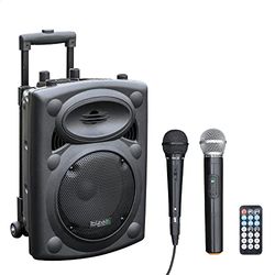 Ibiza - PORT8VHF-BT - Enceinte Portable 8"/400W Max avec 2 micros (Filaire et VHF), télécommande et Housse de Protection - Bluetooth, USB, SD - Autonomie 4 à 6h - Speaker Box