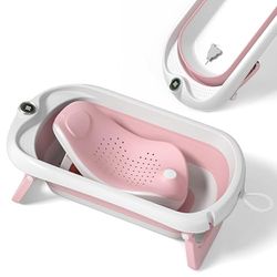Opvouwbaar Baby Bad Met Antislip Baby Bad Zitje - Baby Bath Tub For New Born - Babybad Met Thermometer Voor Watertemperatuurregeling - Babybadje Van Geboorte Tot 3 Jaar - Baby Badje - Foldable Bathtub