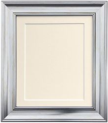 Scandi Vintage Silver Photo Frame with Ivory Mount and backing board 30 x 20 For Image size A2