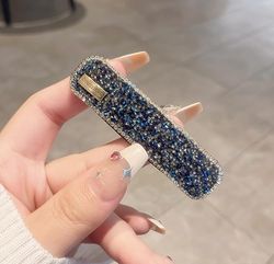 Rhinestone Hair Clips Crystal Barrettes for Girl,Fancy Hair Clip,Hair Accessories for Women,Pearl Decorative Hair Clips for Daily Party Prom,Blue-1PCS