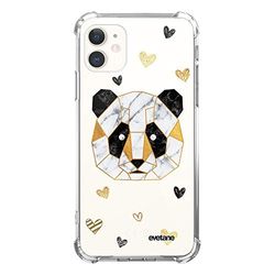 Evetane CD_97882 Hoesje Compatibel met iPhone 11 Siliconen Schokbestendige Hoeken Effen Volledige Bescherming Bestand Transparant Panda Geometrisch Mode Schrijven Ontwerp