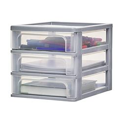 Iris Ohyama, Tour de Rangement Plastique, 3 Petits Tiroirs, Gris, Ouverture Facile, Format A4, Meuble, Organisateur, Fournitures, pour Bureau, Fourniture Scolaire, Papeterie, Sans BPA, OCH-2030