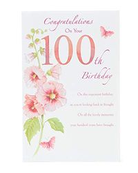 UK Greetings Carte d'anniversaire 100 ans pour elle/amie – Motif délicat fleur rose