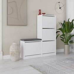 Dmora - Scarpiera Alpherg, Mobile portascarpe, Armadio da Ingresso Multiuso, Mobiletto per Calzature, 105x26 h119 cm, Bianco