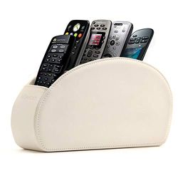 Londo houder voor Afstandsbediening - 5 Vakken, Ruimte voor DVD, Blu-Ray, TV, Roku of Apple TV-afstandsbedieningen - PU-leer met Suède Voering - Slank en Compact