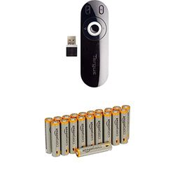 Targus AMP13EU Wireless Remote with Laser Pointer - Black/Grey with Amazon Basics Batteries