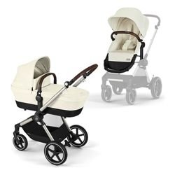 CYBEX Gold Barnvagn EOS Lux 2-i-1, Ressystem, Från födseln till 22 kg (ca 4 år), Seashell Beige