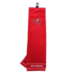 Team Golf NFL Tampa Bay Buccaneers broderad golfhandduk, rutig skrubbdesign, broderad logotyp