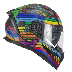 CGM Helm Full Face 311X Blast Skull zwart blauw rood mat XL (60cm)