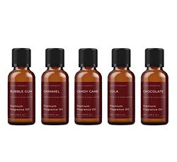 Mystic Moments | Sweet Shop Fragrance Oil Gift Starter Pack 5x50ml | Bubble Gum, Candy Cane, Caramel, Chocolate, Cola | Perfect as a Gift