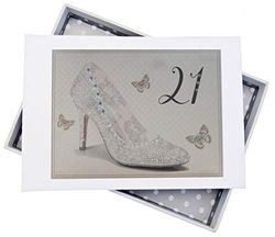 White Cotton Cards SHU21T Mini 21st Birthday Photo Album - Silver