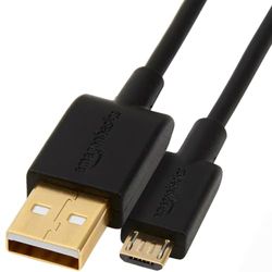 Amazon Basics USB-A to Micro USB Fast Charging Cable, 480Mbps Transfer Speed with Gold-Plated Plugs, USB 2.0, 1.82 m, Black