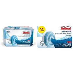 UniBond AERO 360º Moisture Absorber, Ultra-Absorbent Dehumidifier 1 Device incl. 1 Refill Tab 450, UniBond AERO 360° Moisture Absorber Neutral Refill Tab, ultra-absorbent and odour-neutralising