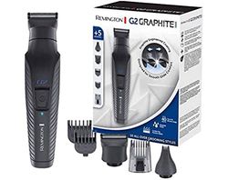 Remington Tondeuse Barbe Tondeuse [Multifonction Cheveux,Visage&Corps] G2 (Lame Graphite, Glisse facile, 2 têtes interchangeables, Sabots ajustables 0,5-20mm, Sans Fil 40min,Pochette) Tondeuse PG2000
