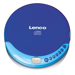 Lenco CD-011 - Lecteur CD portable avec fonction de recharge de la batterie -Diskman - CD Walkman - Avec écouteurs et câble de recharge micro-USB - Écran LCD - Bleu
