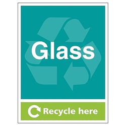 V Safety Glass Recycle Here – Portrait 450 x 600 mm – Panneau de sécurité en aluminium composite 3 mm