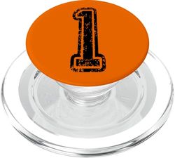 negro, (1 Sports Style Grungy Black Numbered) PopSockets PopGrip para MagSafe