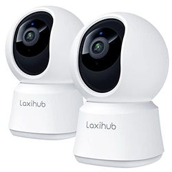 Laxihub 360°Coverage Pan Tilt Home Security Cameras 2PC, 1080p Full HD Smart Baby Monitor Pet Camera with Phone APP, Night Vision, Two-way Audio, Motion Sound Detection, Works with Alexa