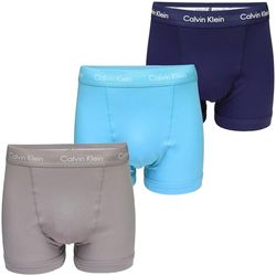 Calvin Klein Hombre Pack de 3 Bóxers Trunks Algodón con Stretch, Multicolor (Cool Wtr Gry Sand Evn Bl W/ Wh Wb), S