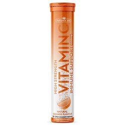 Natures Aid Vitamin C 1000mg Effervescent 20 Tablets – High Strength Fizzy Supplement – Immune Support & Collagen Formation – Vegan, Vegetarian, Gluten Free – No Gummies or Capsules