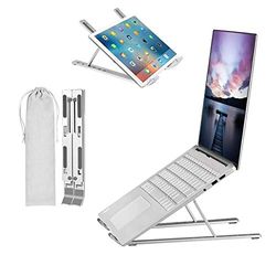 Tec-Digi Laptop Stand Adjustable Laptop Holder Aluminium Portable Notebook Riser for 10-15.6 inches Laptop, iPad, Smartphone, Book in Travel, Bedroom&Office (Silver Laptop Stand)