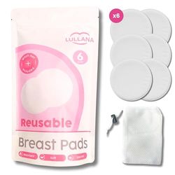 Lullana Reusable Breast Pads for Breastfeeding: Soft, Absorbent & Eco-Friendly Nursing Pads for Maximum Comfort and Leak Protection - 6 Pack with Wash Net Included