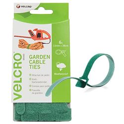 VELCRO® Brand Garden Cable Ties Multi-Purpose Ties the Perfect Garden Accessories, Cable Tidy & Organizer Green 12mm x 38cm Set of 6