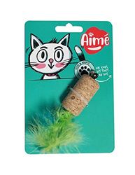 AIME Jouet pour Chat à Griffer, Bouchon en Liège et Grandes Plumes Colorées