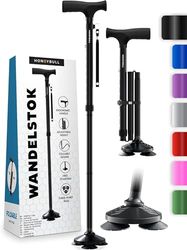 HONEYBULL Wandelstok voor Mannen & Vrouwen - Opvouwbaar, Verstelbaar, Inklapbaar, Vrijstaande Wandelstok, Draaibare Punt, Zwaar Uitgevoerd| Wandelstokken voor Senioren & Volwassenen [ZWART]