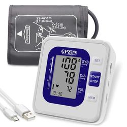 Blood Pressure Monitor CE Approved UK, GPZON Accurate Digital BP Monitor with Large Cuff for Home Use, Irregular Heartbeat Diagnosis, Pulse Rate Meter,Cuff 22-42cm, 2X120 Memory (Blue)