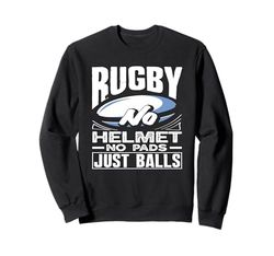 Giocatore di rugby senza casco, senza imbottiture, solo palle Felpa