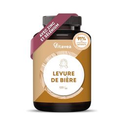 Levure de Bière 1100 mg – Efficacité Prouvée, 91% de Satisfaction – Pousse Cheveux, Ongles, Peau - Avec Zinc, Sélénium, Vitamines B – Cure 2 Mois – Vegan - Fabriqué en France - Vitavea