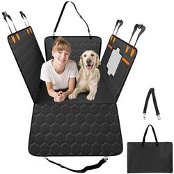 VEVOR Estensione per Sedile Posteriore per Cani, Coprisedile per Cani con Fondo Rigido Impermeabile Sedile Posteriore 1360 x 650 mm, 158,7 kg, con Finestra a Rete e Tasca Portaoggetti per Auto, SUV