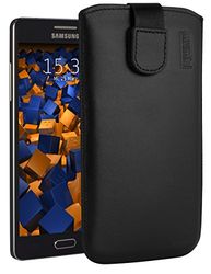 mumbi Äkta läderväska kompatibel med Samsung Galaxy A5 2015 fodral läder väska Case wallet, svart