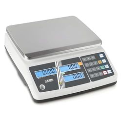 Laadweegschaal met ijkvergunning en opslagplaatsen voor artikelprijzen [Kern RPB 6K1DM] precisie tot 1 g/2 g, weegbereik max. 3 kg/6 kg.