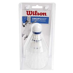 Wilson Dropshot Shuttlecocks, Volani da Badminton, 3 Pezzi, Plastica/Sughero Naturale, WRT6048WH Unisex, Bianco