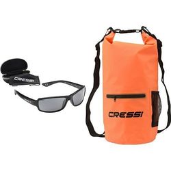 Cressi NINJA FLOATING Lunettes de Soleil Noir/Lentilles Gris Foncé & DRY BAG WITH ZIP Sac Étanche Imperméable pour L'apnée, Plongée, Bateau, Plage, Piscine, etc.