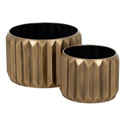 BigBuy Garden Set de Maceteros Dorado Hierro 37,5 x 37,5 x 23 cm (2 Unidades)