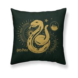 BELUM | Housse de Coussin Harry Potter Taille: 50x50 - Modèle : Slytherin Gold A - Tissu: Half Panama 100% Coton 250 Grs.