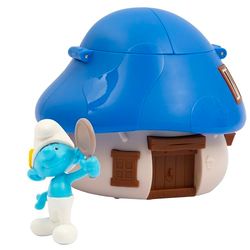 Giochi Preziosi Les Schtroumpfs – La Maison de Schtroumpfs avec Toit Bleu à mécanisme Rechargeable à l'intérieur Schtroumpf vaniteux de 5,5 cm, pour Enfants à partir de 3 Ans