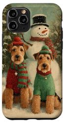 Welsh Terrier Dogs Christmas Snowman Holiday Art Case for iPhone 11 Pro
