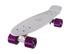 Ridge Original 22" Cruiser Skateboard, Unisex-Youth, Blanco/Púrpura, 56 cm