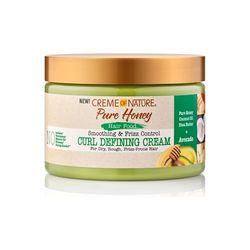 Creme of Nature, Pure Honey Hair Food Avocado, Crema Modellante con Olio di Avocado e Miele, Definisce e Nutre i Ricci, Trattamento per Capelli Ricci e Crespi, Senza Risciacquo, 326ml